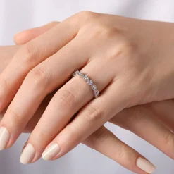 Clearance Gabriel & Co. Toronto - Vintage Inspired Platinum Marquise and Round Station Diamond Anniversary Band - 0.5 ct