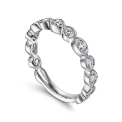 Clearance Gabriel & Co. Toronto - Vintage Inspired Platinum Marquise and Round Station Diamond Anniversary Band - 0.5 ct
