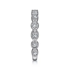 Clearance Gabriel & Co. Toronto - Vintage Inspired Platinum Marquise and Round Station Diamond Anniversary Band - 0.5 ct