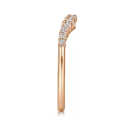 Discount Gabriel & Co. Toulon - Curved 14K Rose Gold Shared Prong Diamond Wedding Band - 0.25 ct