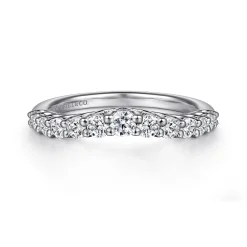 Online Gabriel & Co. Toulon - Curved 14K White Gold Shared Prong Diamond Wedding Band - 0.5 ct