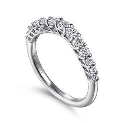 Online Gabriel & Co. Toulon - Curved 14K White Gold Shared Prong Diamond Wedding Band - 0.5 ct
