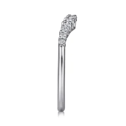 Discount Gabriel & Co. Toulon - Curved 14K White Gold Shared Prong Diamond Wedding Band - 0.25 ct