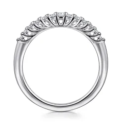 Discount Gabriel & Co. Toulon - Curved 14K White Gold Shared Prong Diamond Wedding Band - 0.25 ct