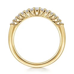 Online Gabriel & Co. Toulon - Curved 14K Yellow Gold Shared Prong Diamond Wedding Band - 0.25 ct