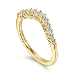Online Gabriel & Co. Toulon - Curved 14K Yellow Gold Shared Prong Diamond Wedding Band - 0.25 ct
