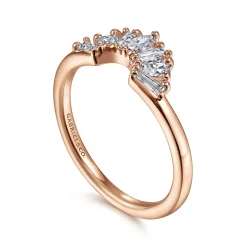 Outlet Gabriel & Co. Trento - 14K Rose Gold Fancy Diamond Cut Curved Anniversary Band - 0.4 ct