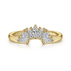 Sale Gabriel & Co. Trento - 14K Yellow Gold Fancy Diamond Cut Curved Anniversary Band - 0.4 ct