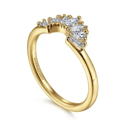 Sale Gabriel & Co. Trento - 14K Yellow Gold Fancy Diamond Cut Curved Anniversary Band - 0.4 ct