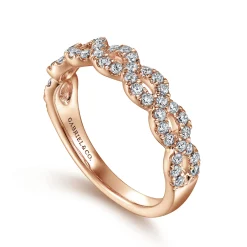 Gabriel & Co. Treviso - 14K Rose Gold Twisted Diamond Anniversary Band - 0.5 ct