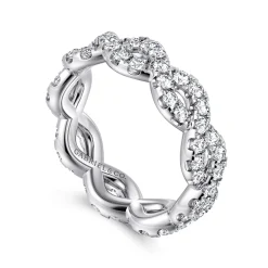 Best Gabriel & Co. Treviso - 14K White Gold Twisted Diamond Eternity Band - 1.4 ct