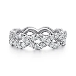 Best Gabriel & Co. Treviso - 14K White Gold Twisted Diamond Eternity Band - 1.4 ct