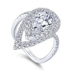 Outlet Gabriel & Co. Trinitaria - 14K White Gold Pear Shape Diamond Engagement Ring