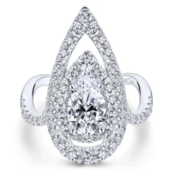 Outlet Gabriel & Co. Trinitaria - 14K White Gold Pear Shape Diamond Engagement Ring