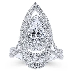 Outlet Gabriel & Co. Trinitaria - 14K White Gold Pear Shape Diamond Engagement Ring