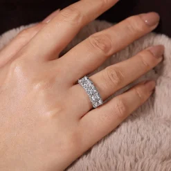 Sale Gabriel & Co. Troy - 14K White Gold Emerald Cut and Round Diamond Halo Station Anniversary Band - 1.86 ct
