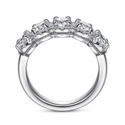 Outlet Gabriel & Co. Troy - 14K White Gold Oval and Round Diamond Halo Station Anniversary Band - 1.5 ct