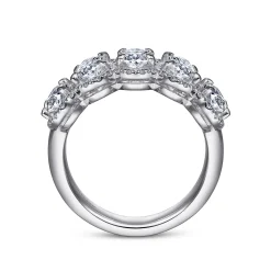 Online Gabriel & Co. Troy - 14K White Gold Oval and Round Diamond Halo Station Anniversary Band - 1.9 ct