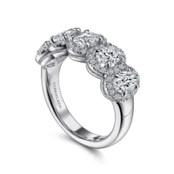 Online Gabriel & Co. Troy - 14K White Gold Oval and Round Diamond Halo Station Anniversary Band - 1.9 ct