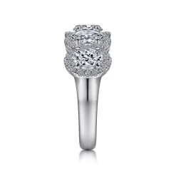 Online Gabriel & Co. Troy - 14K White Gold Oval and Round Diamond Halo Station Anniversary Band - 1.9 ct