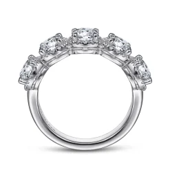 Sale Gabriel & Co. Troy - 14K White Gold Round Diamond Halo Station Anniversary Band - 2.5 ct