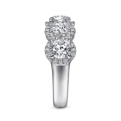 Sale Gabriel & Co. Troy - 14K White Gold Round Diamond Halo Station Anniversary Band - 2.5 ct