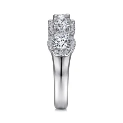 Discount Gabriel & Co. Troy - 14K White Gold Round Diamond Halo Station Anniversary Band - 1.3 ct