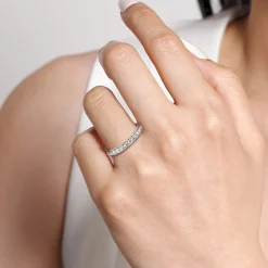 Gabriel & Co. Tula - 14K White Gold Round 14 Stone Diamond Wedding Band - 0.5 ct