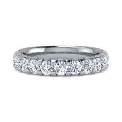 New Gabriel & Co. Tula - 14K White Gold Round 11 Stone Diamond Wedding Band - 1.49 ct