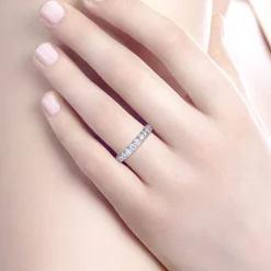 Sale Gabriel & Co. Tula - 14K White Gold Round 11 Stone Diamond Wedding Band - 0.95 ct