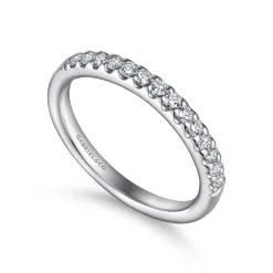 Hot Gabriel & Co. Tula - 14K White Gold Round 14 Stone Diamond Wedding Band - 0.25 ct