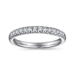 Hot Gabriel & Co. Tula - 14K White Gold Round 14 Stone Diamond Wedding Band - 0.25 ct