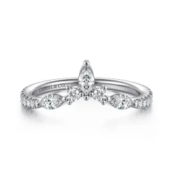 Outlet Gabriel & Co. Tulsie - Curved 14K White Gold Marquise and Round Diamond Anniversary Band - 0.45 ct