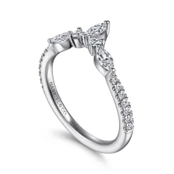 Outlet Gabriel & Co. Tulsie - Curved 14K White Gold Marquise and Round Diamond Anniversary Band - 0.45 ct