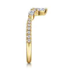 Hot Gabriel & Co. Tulsie - Curved 14K Yellow Gold Marquise and Round Diamond Anniversary Band - 0.45 ct