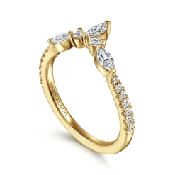 Hot Gabriel & Co. Tulsie - Curved 14K Yellow Gold Marquise and Round Diamond Anniversary Band - 0.45 ct