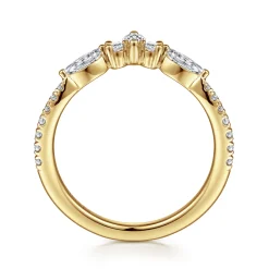 Hot Gabriel & Co. Tulsie - Curved 14K Yellow Gold Marquise and Round Diamond Anniversary Band - 0.45 ct