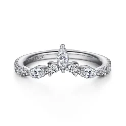Hot Gabriel & Co. Tulsie - Curved Platinum Marquise and Round Diamond Anniversary Band - 0.45 ct