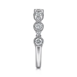 New Gabriel & Co. Turin - 14K White Gold Bezel Station Diamond Anniversary Band with Milgrain - 0.5 ct