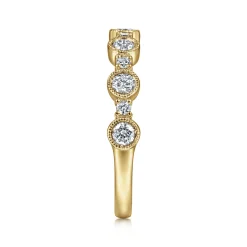 Gabriel & Co. Turin - 14K Yellow Gold Bezel Station Diamond Anniversary Band with Milgrain - 0.5 ct