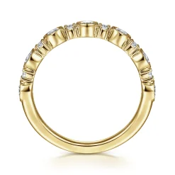 Gabriel & Co. Turin - 14K Yellow Gold Bezel Station Diamond Anniversary Band with Milgrain - 0.5 ct