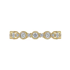 Gabriel & Co. Turin - 14K Yellow Gold Bezel Station Diamond Anniversary Band with Milgrain - 0.5 ct