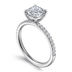 Best Gabriel & Co. Twain - 14K White Gold Cushion Cut Diamond Engagement Ring