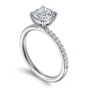Clearance Gabriel & Co. Twain - 18K White Gold Cushion Cut Diamond Engagement Ring
