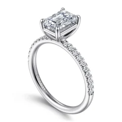 Sale Gabriel & Co. Twain - 18K White Gold Emerald Cut Diamond Engagement Ring