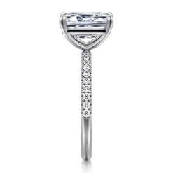 Sale Gabriel & Co. Twain - 14K White Gold Emerald Cut Diamond Engagement Ring