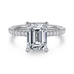 Sale Gabriel & Co. Twain - 14K White Gold Emerald Cut Diamond Engagement Ring