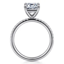 Sale Gabriel & Co. Twain - 14K White Gold Emerald Cut Diamond Engagement Ring