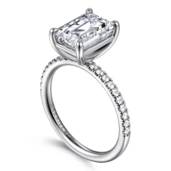 Online Gabriel & Co. Twain - 14K White Gold Emerald Cut Diamond Engagement Ring