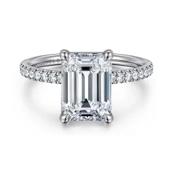 Online Gabriel & Co. Twain - 14K White Gold Emerald Cut Diamond Engagement Ring